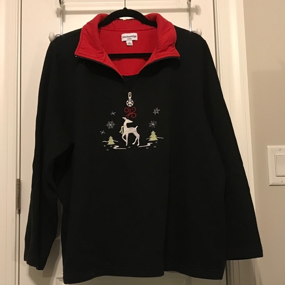 Breckenridge holiday black sweatshirt with embroidered reindeer design (3X) - Picture 2 of 16